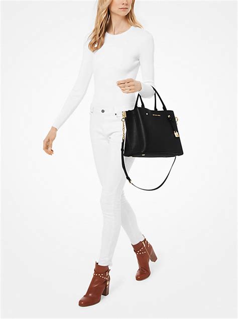 michael kors arielle small pebbled leather satchel|Arielle Large Pebbled Leather Satchel .